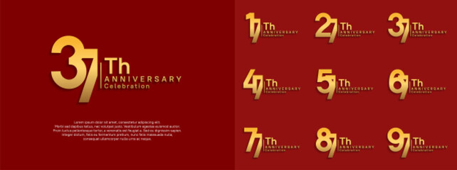 anniversary vector design set golden color for celebration day