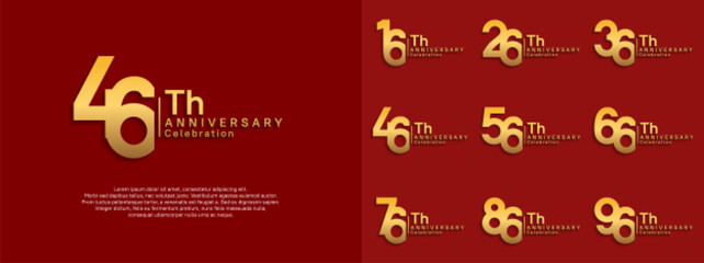 anniversary vector design set golden color for celebration day