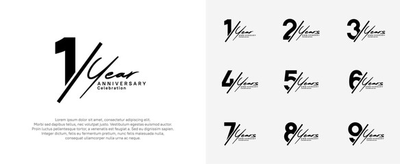 anniversary logotype vector design with slash and handwriting black color for special day