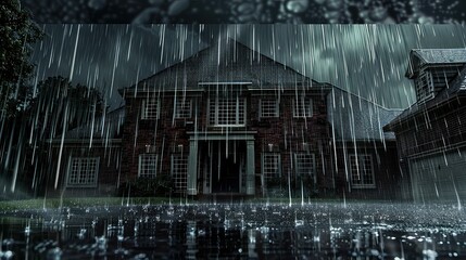 thunder house rain storm