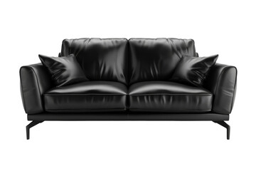 Modern Black Sofa Isolated on Transparent