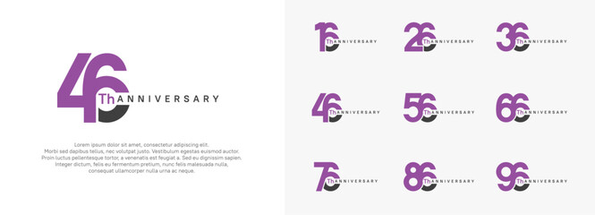 anniversary logotype vector set, purple and black color for celebration purpose