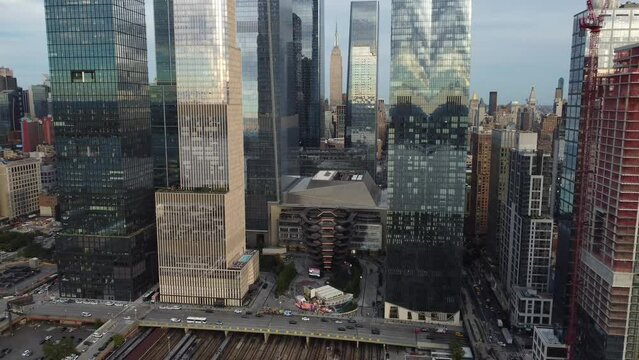 Aerial video of the skyscrapers in Manhattan, New York
