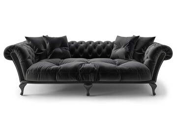 Fototapeta premium Elegant Black Leather Sofa on Transparent
