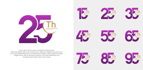 anniversary vector set with purple color can be use for special day celebration