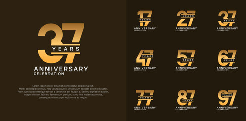 anniversary logotype vector set with gold color for special celebration