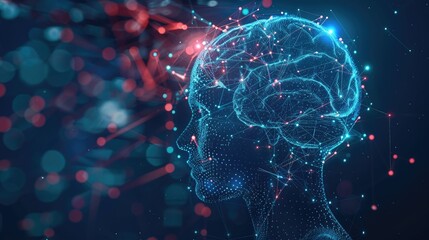 Simulated human head and brain deep learning Machine Learning and Artificial Intelligence AI Technology