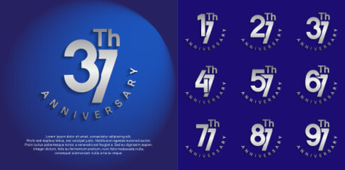 anniversary set vector design with silver color for celebration moment