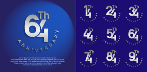 anniversary set vector design with silver color for celebration moment