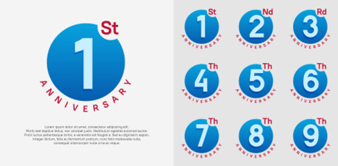 anniversary logotype vector set with blue color circle can be use for celebration moment