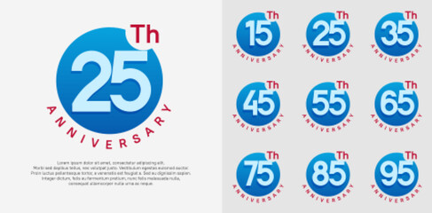 anniversary logotype vector set with blue color circle can be use for celebration moment
