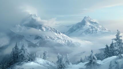 Obraz premium skiing snowy mountainside