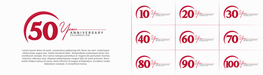 Set of Anniversary Logotype red color can be use for special day celebration