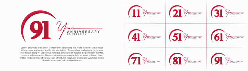 Set of Anniversary Logotype red color can be use for special day celebration