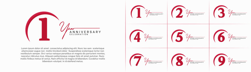 Set of Anniversary Logotype red color can be use for special day celebration