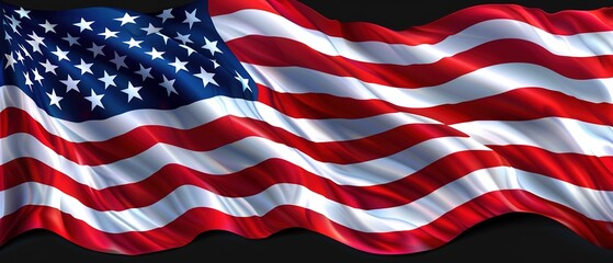 Obraz premium American Flag Wave Close Up for Memorial Day or 4th of July. Banner