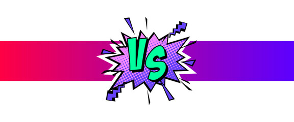Cartoon comic background. Vs, fight versus. Comics book colorful competition poster with halftone elements. Retro Pop Art style. Vector illustration