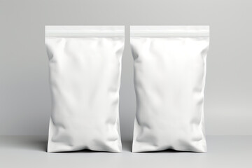 two plain white food packaging