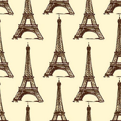 Fototapeta na wymiar Eiffel tower seamless pattern 