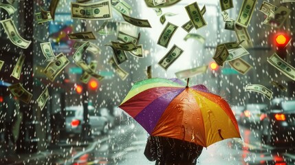 rain raining money umbrella
