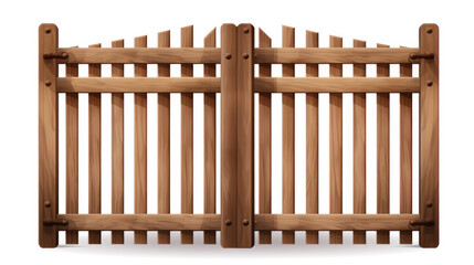 wooden fence with a gate isolated on white