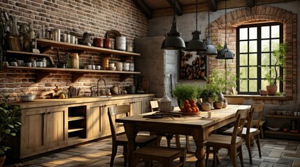 rustic wood kitchen background