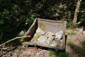 Lore mit Abraum vom Granitabbau in den Königshainer Bergen