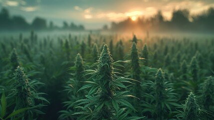 Cannabis or marijuana outdoors plantation growing on the mountains. Wide angle - 751910006