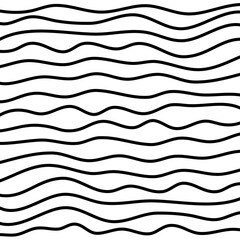 Black Abstract Contour Wave Lines Vector 