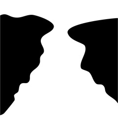 Black Silhouette of steep cliff edge vector 