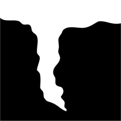 Black Silhouette of steep cliff edge vector 