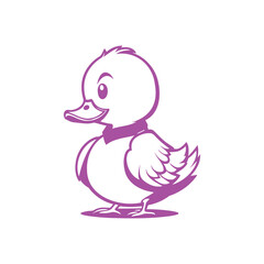 Purple Duck Cartoon Illustration