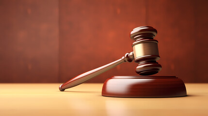 Stunning light background of wooden judge gavel in court