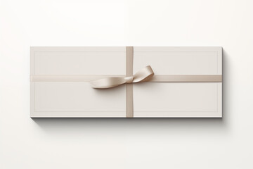 Elegant skinny white gift box with ribbon