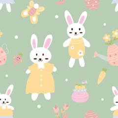 Fototapeta premium seamless pattern of cute cartoon rabbit illustration