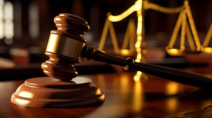Legal concept image gavel bokeh, law and authority lawyer concept