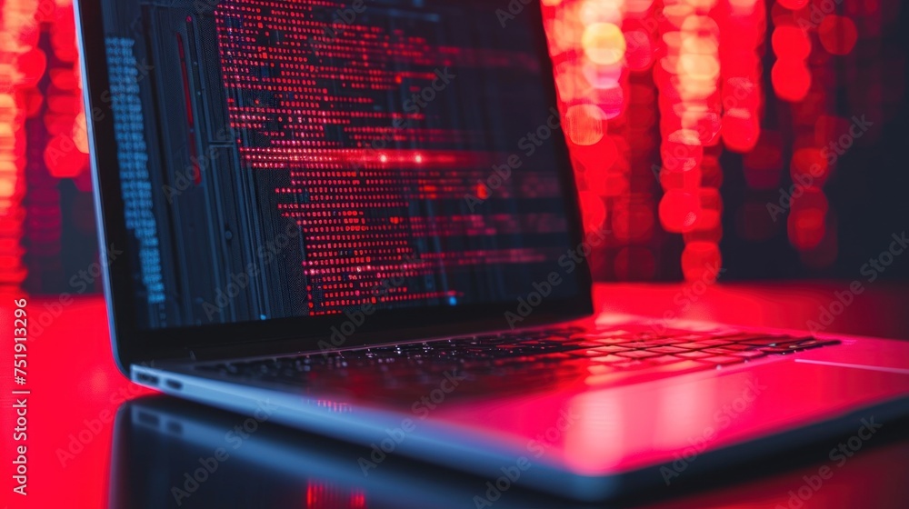 Poster monitor hacker using laptop to dark web.digital security concept
