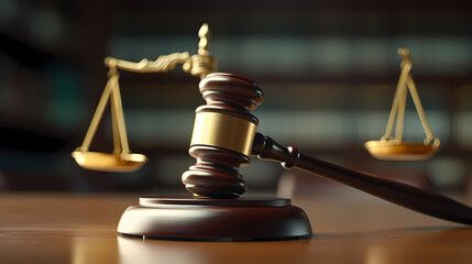 Legal concept image gavel bokeh, law and authority lawyer concept