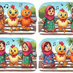 Amidst the hustle and bustle of the city, a merry chicken struts across the road, spreading smiles wherever it goes.