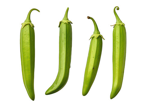 Set of okra isolated on transparent background, transparency image, removed background