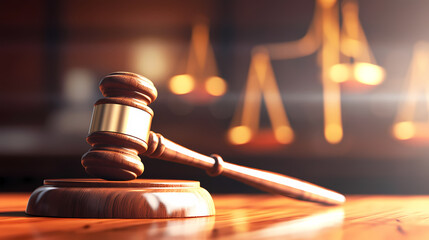 Legal concept image gavel bokeh, law and authority lawyer concept