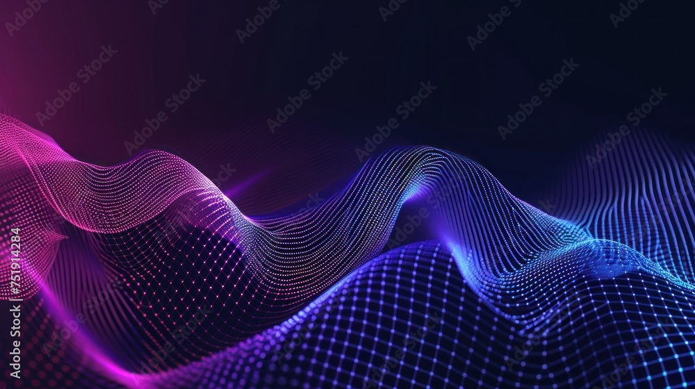 Poster futuristic dot pattern. colorful music waves.technology or science concept. 3d rendering