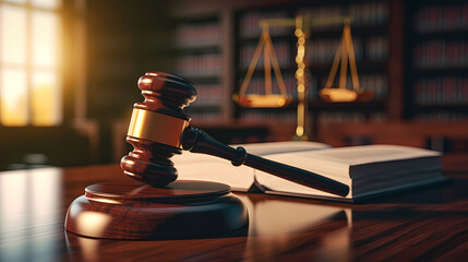 Legal concept image gavel bokeh, law and authority lawyer concept