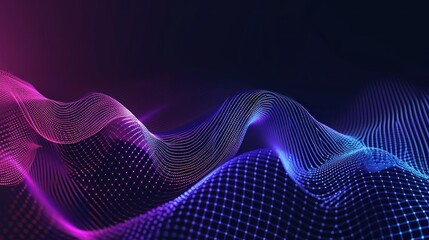 Futuristic dot pattern. Colorful music waves.Technology or Science concept. 3D Rendering