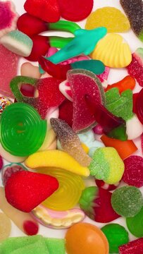 sweets and candies in vertical