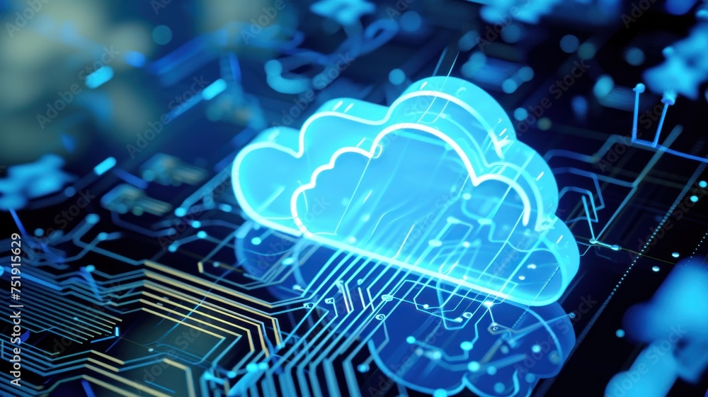 Poster cloud storage ,circuit background data processing technology and cloud computing