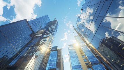 Fototapeta na wymiar Innovation in Design: The Sky-Mirroring Buildings