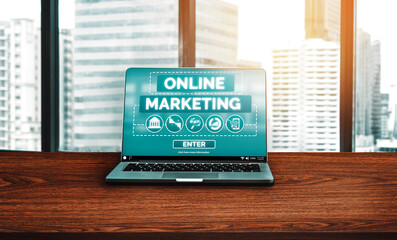 Digital Marketing Technology Solution for Online Business Concept - Graphic interface showing...