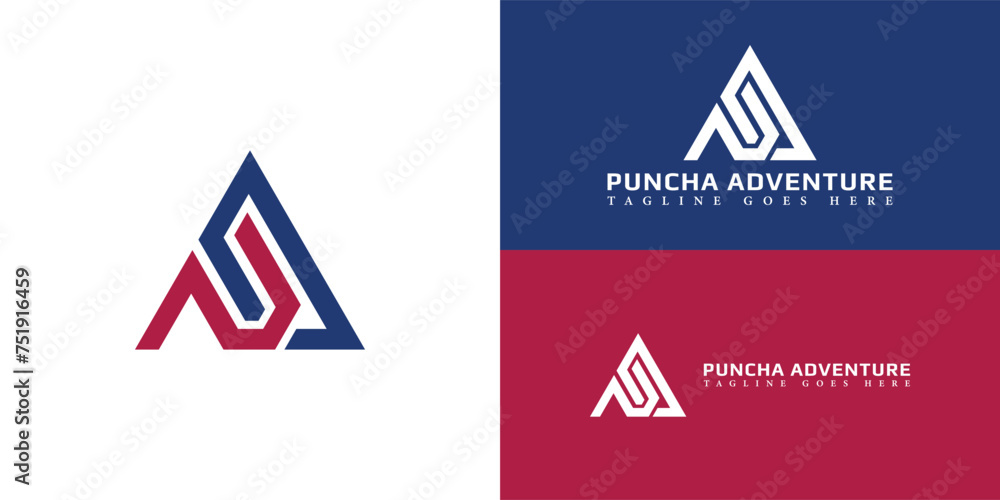 Poster abstract initial letter pa or ap logo in red-blue color isolated in multiple background colors appli