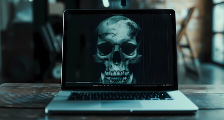 the laptop of a skull face